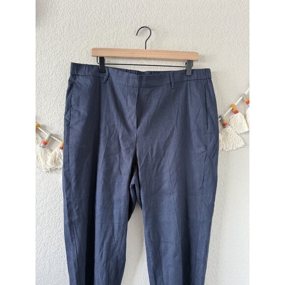 J. jill Linen Stretch Navy Pull On Straight Leg Pant Coastal Minimalist Modest L - Picture 3 of 9